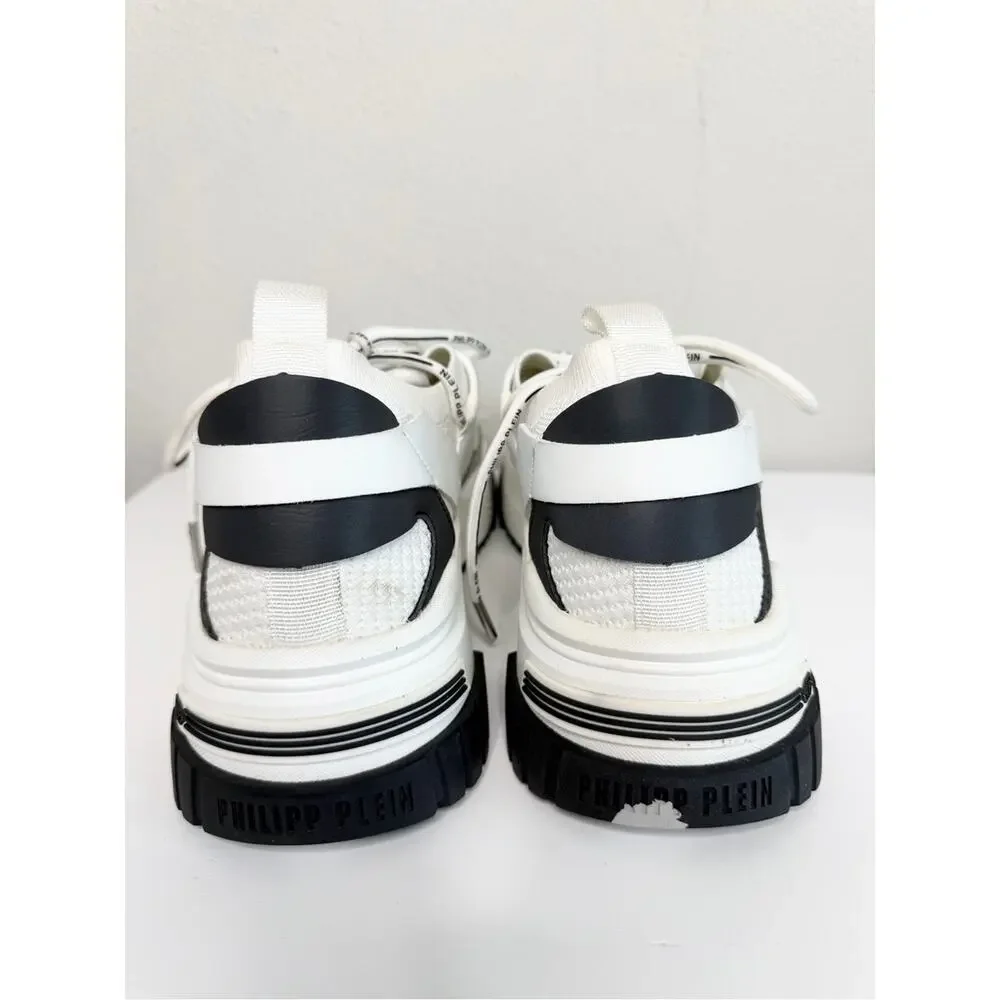 Philipp Plein Predator Sneakers Silver Black Logo Chunky Sole Men’s Size 10
